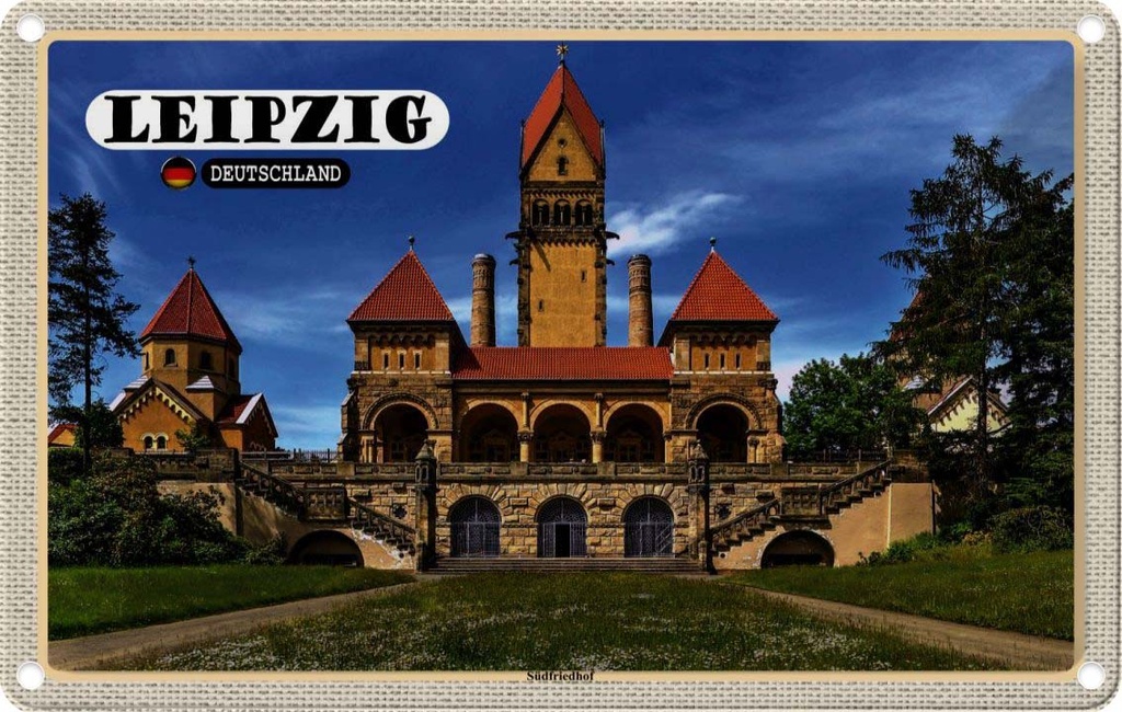 [LA-132934] Blechschild 20x30 cm Leipzig Südfriedhof Architektur Bildmotiv Reisemotiv Abenteuer Reisen Urlaub Häuser