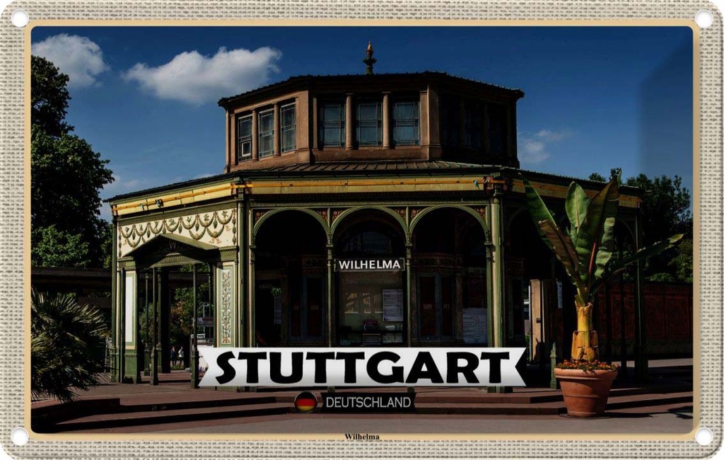 [LA-132989] Blechschild 20x30 cm Stuttgart Wilhelma Architektur Bildmotiv Reisemotiv Abenteuer Reisen Urlaub Häuser