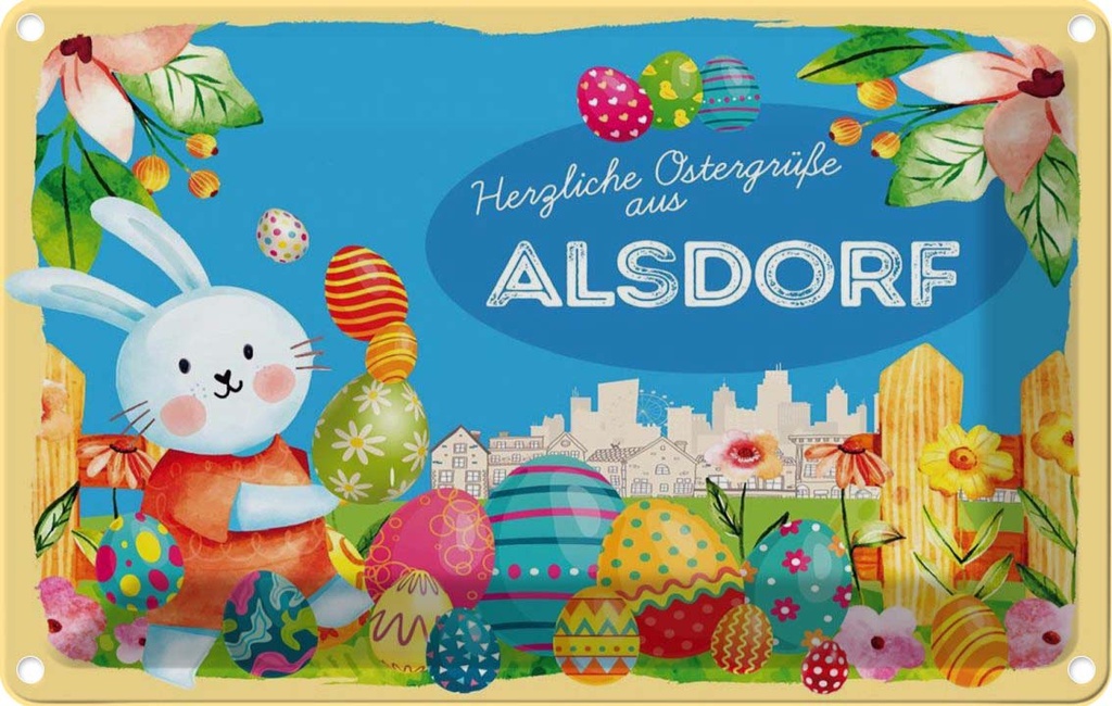 [LA-134404] Blechschild 20x30 cm Ostergrüße ALSDORF Ostern Gruß