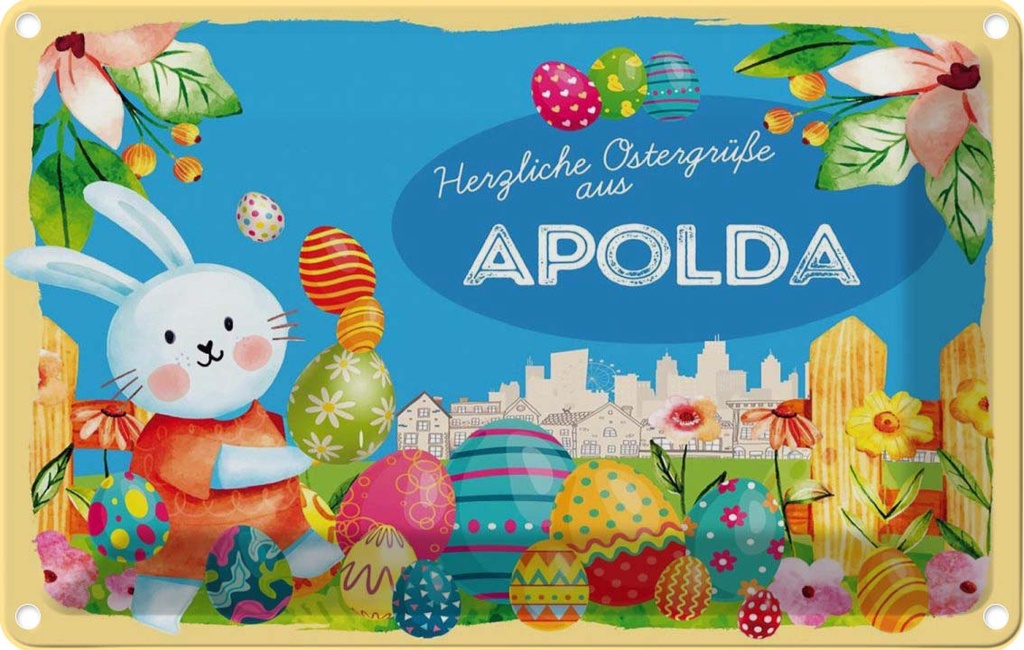[LA-134413] Blechschild 20x30 cm Ostergrüße APOLDA Ostern Gruß