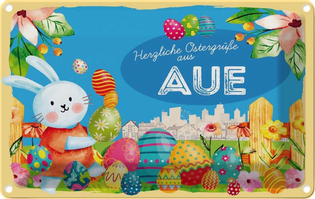 [LA-134419] Blechschild 20x30 cm Ostergrüße AUE Ostern Gruß