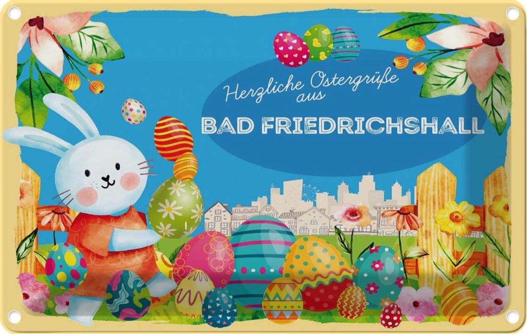 [LA-134426] Blechschild 20x30 cm Ostergrüße BAD FRIEDRICHSHALL Ostern Gruß