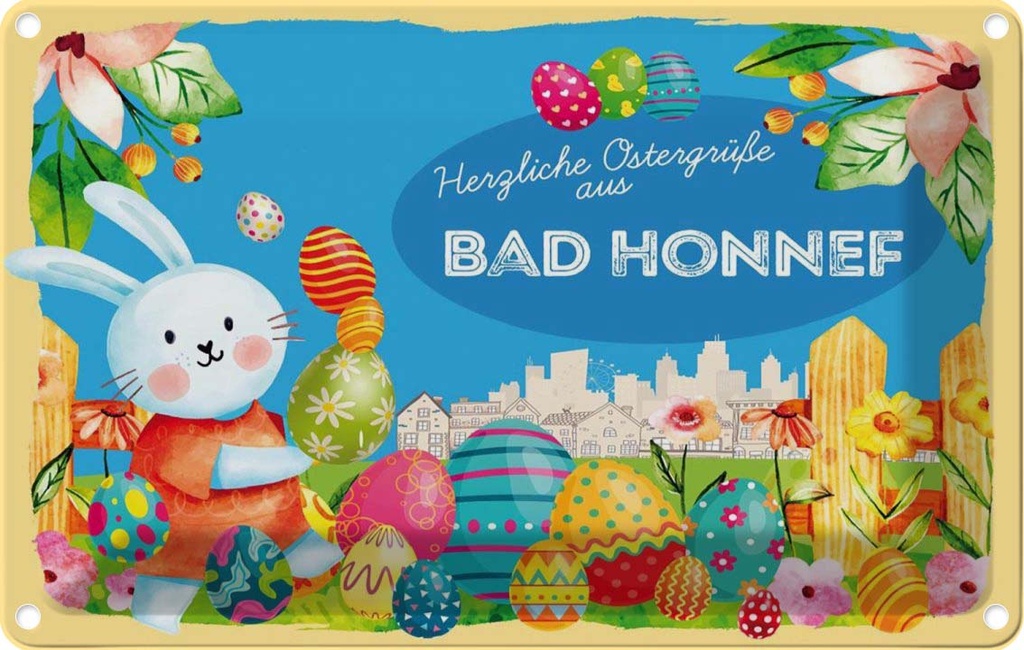 [LA-134429] Blechschild 20x30 cm Ostergrüße BAD HONNEF Ostern Gruß