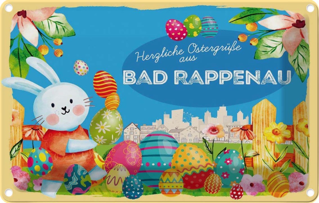 [LA-134441] Blechschild 20x30 cm Ostergrüße BAD RAPPENAU Ostern Gruß