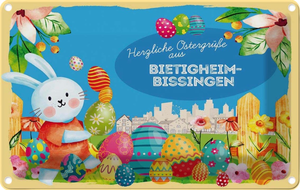 [LA-134478] Blechschild 20x30 cm Ostergrüße BIETIGHEIM-BISSINGEN Ostern Gruß