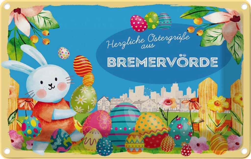 [LA-134498] Blechschild 20x30 cm Ostergrüße BREMERVÖRDE Ostern Gruß