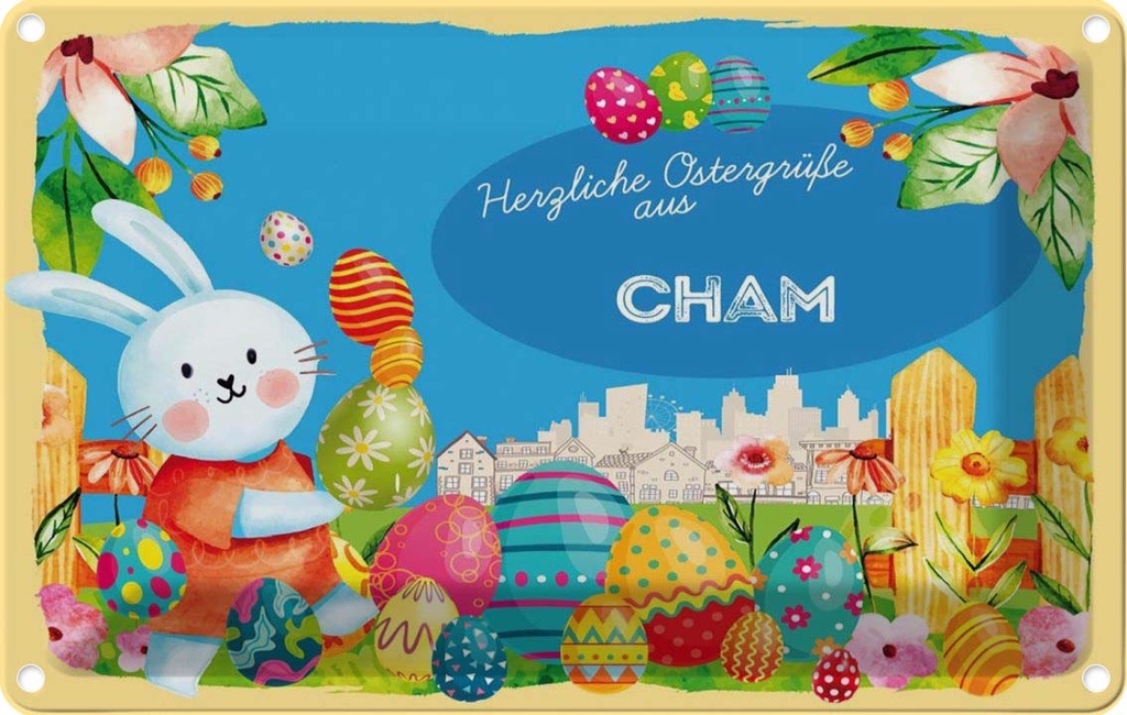 [LA-134521] Blechschild 20x30 cm Ostergrüße CHAM Ostern Gruß