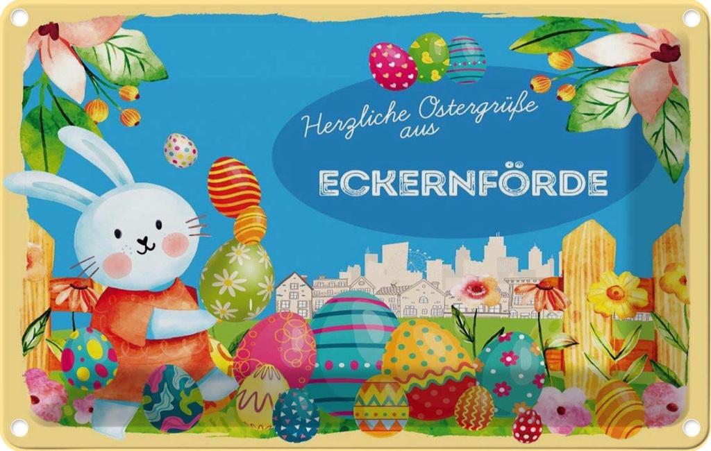 [LA-134561] Blechschild 20x30 cm Ostergrüße ECKERNFÖRDE Ostern Gruß