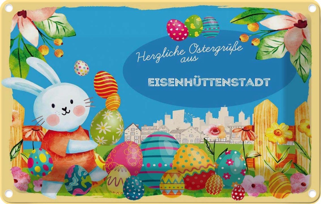 [LA-134567] Blechschild 20x30 cm Ostergrüße EISENHÜTTENSTADT Ostern Gruß