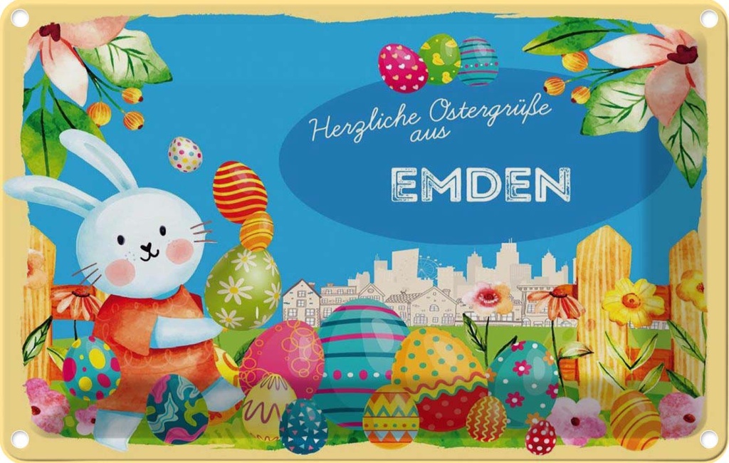[LA-134574] Blechschild 20x30 cm Ostergrüße EMDEN Ostern Gruß