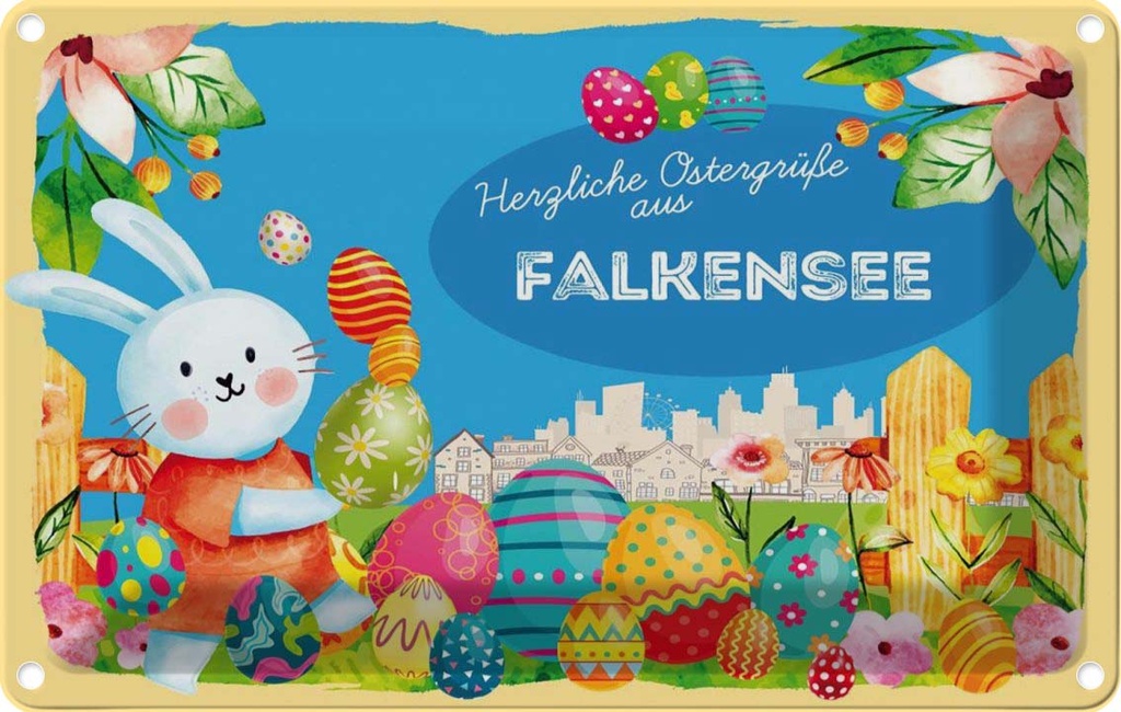 [LA-134599] Blechschild 20x30 cm Ostergrüße FALKENSEE Ostern Gruß