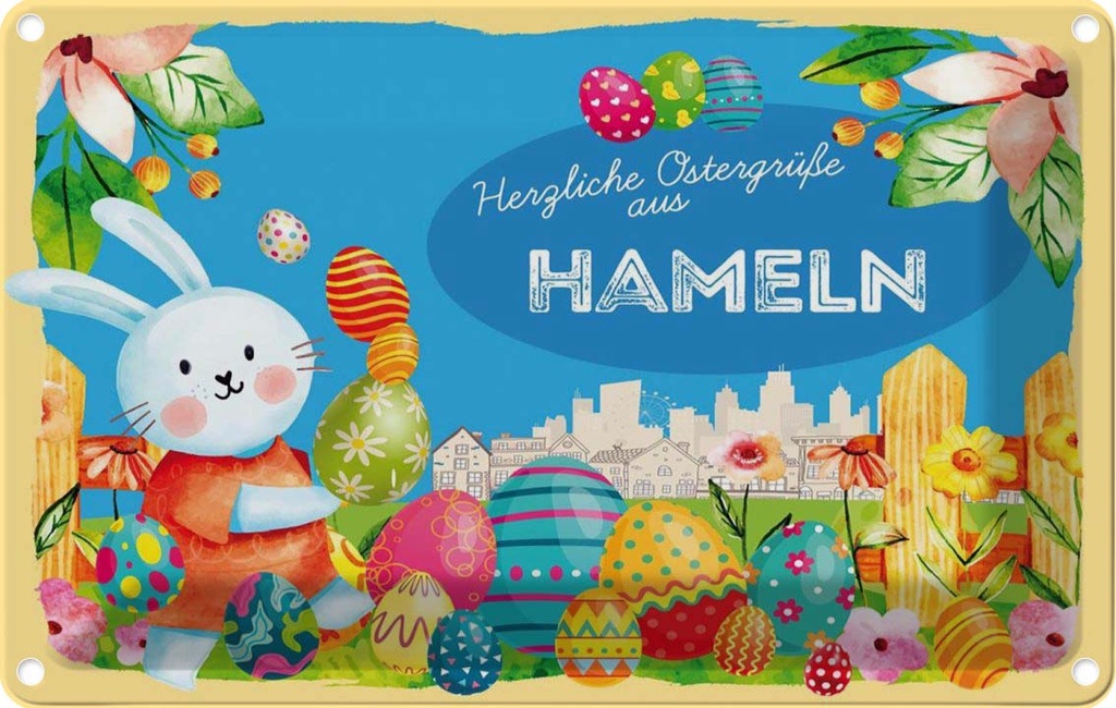 [LA-134679] Blechschild 20x30 cm Ostergrüße HAMELN Ostern Gruß