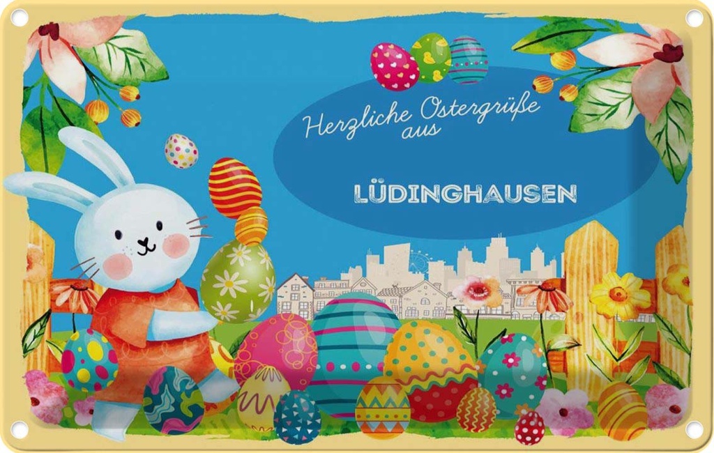 [LA-134831] Blechschild 20x30 cm Ostergrüße LÜDINGHAUSEN Ostern Gruß