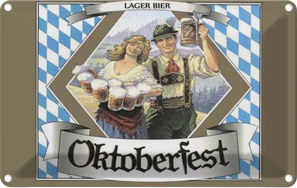 [LA-1784766] Blechschild 20x30 cm Oktoberfest Lager Bier Bayern Feiern Party