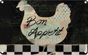 Blechschild 20x30 cm Huhn Hühner Bon Appetit Eier