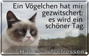 Blechschild 20x30 cm Katze Vögelschen gezwitschert