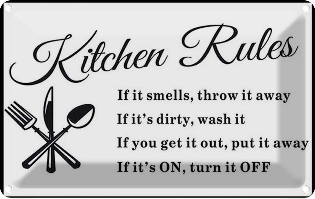Blechschild 20x30 cm Kitchen Rules Küche Regeln