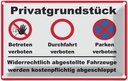 Blechschild 20x30 cm Privatgrundstück betreten Verbot Warnschild Hinweisschild Sicherheit Vorsicht