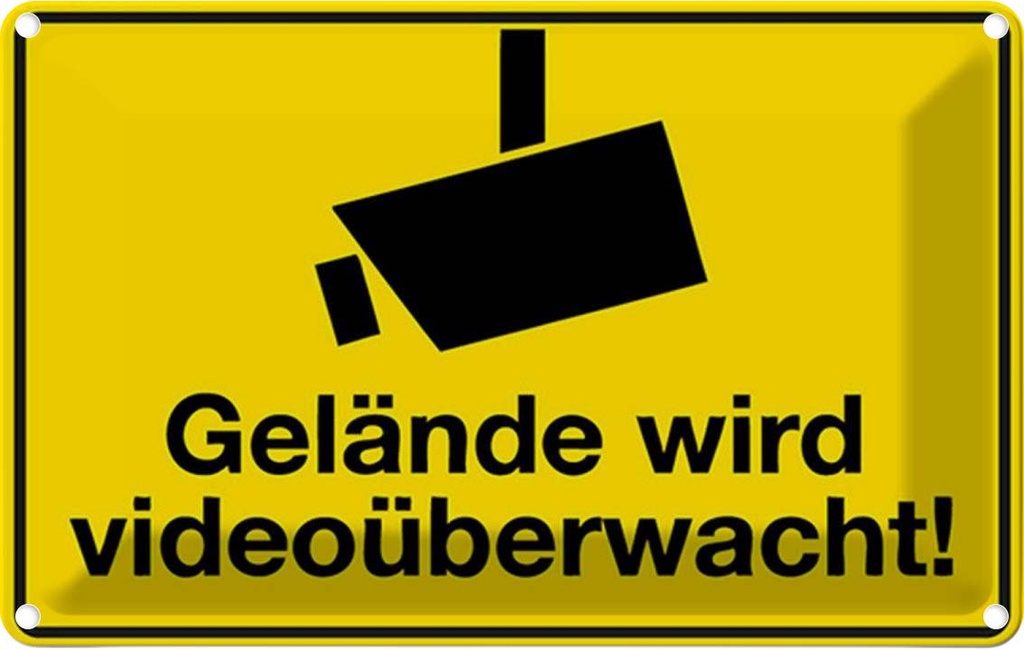 [LA-1784890] Blechschild 20x30 cm Gelände wird videoüberwacht Warnschild Hinweisschild Sicherheit Vorsicht