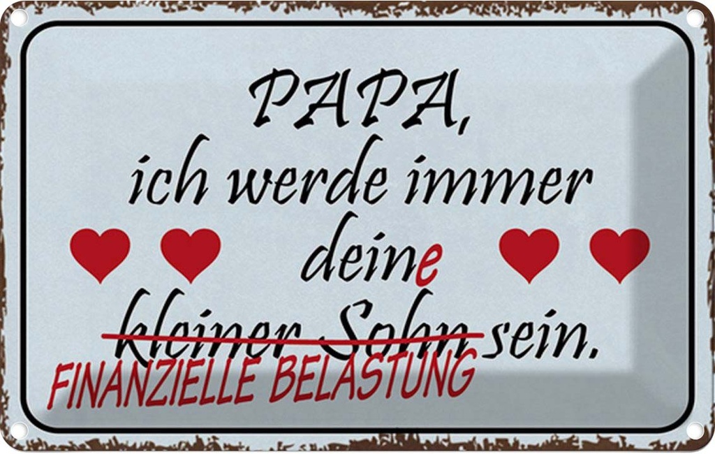 [LA-1784943] Blechschild 20x30 cm Papa ich werde dein kleiner Sohn Spruch Zitat