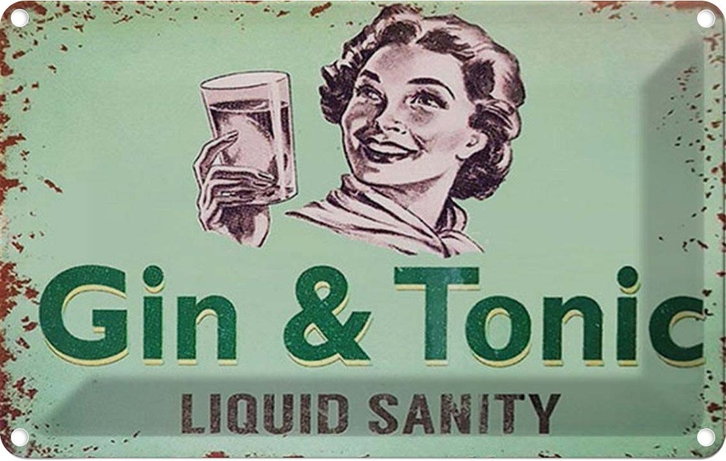 Blechschild 20x30 cm Gin & Tonic liauid sanity