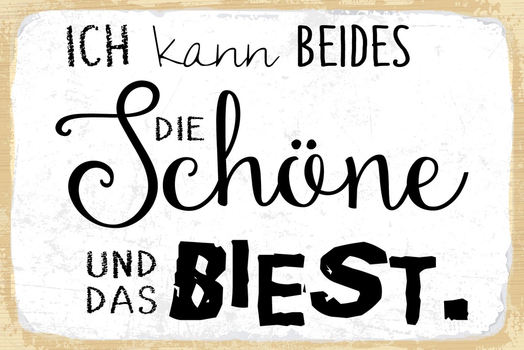 [LA-1809034] Blechschild 20x30 cm Ich kann beides die Schöne und das Biest