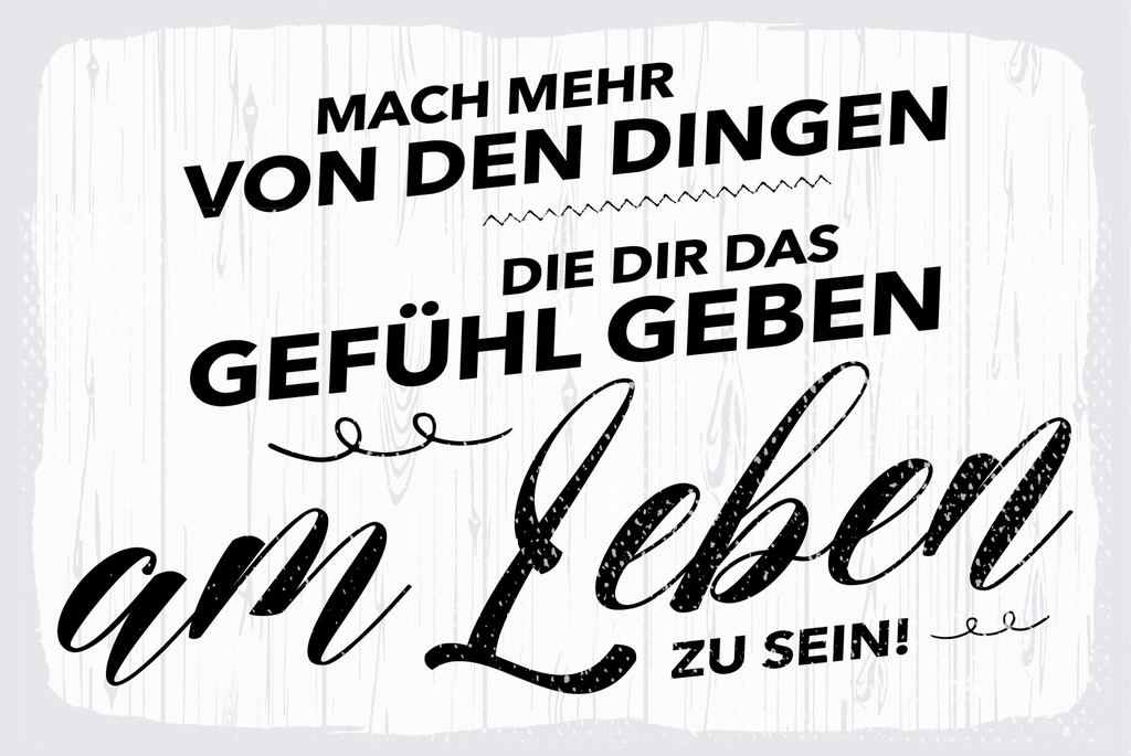 [LA-1809082] Blechschild 20x30 cm Mach mehr Dinge Gefühl am Leben zu sein