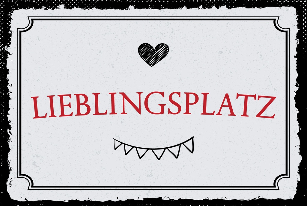 [LA-1809109] Blechschild 20x30 cm Lieblingsplatz Herz Girlande