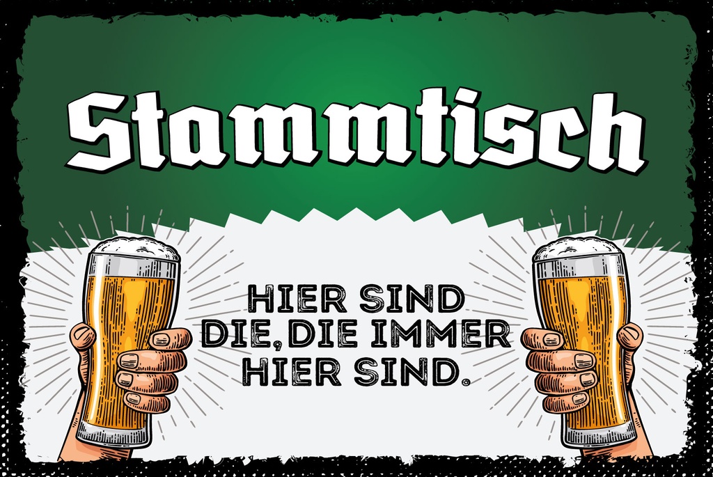 [LA-1809115] Blechschild 20x30 cm Stammtisch Weizen Biergläser