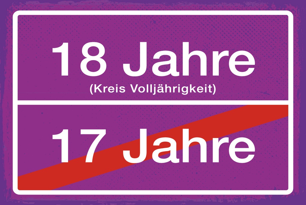 [LA-1809122] Blechschild 20x30 cm 18 Jahre 17 Jahre lila Orts