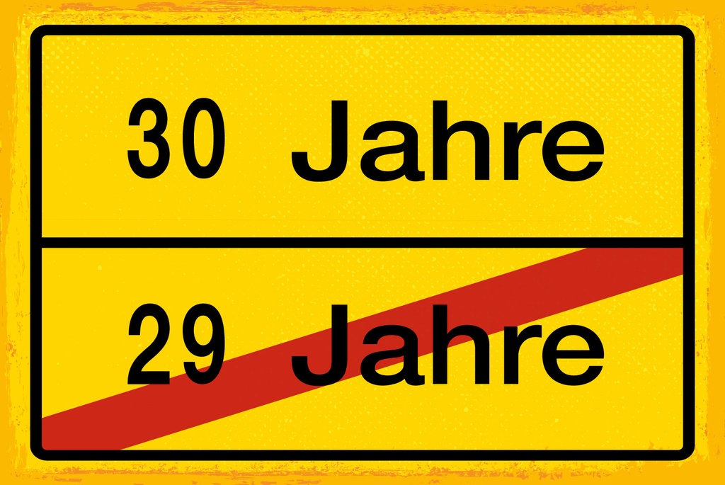 [LA-1809126] Blechschild 20x30 cm 30 Jahre 29 Jahre gelbes Orts
