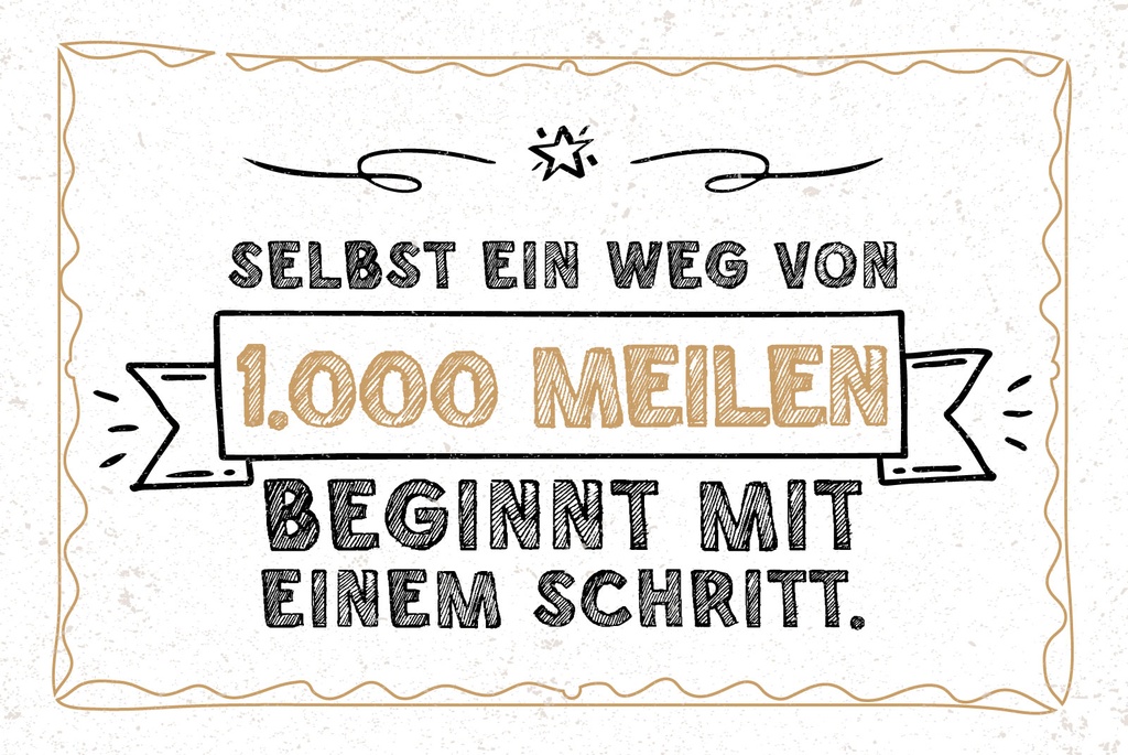 [LA-1809209] Blechschild 20x30 cm Selbst Weg von 1.000 Meilen beginnt mit einem Schritt