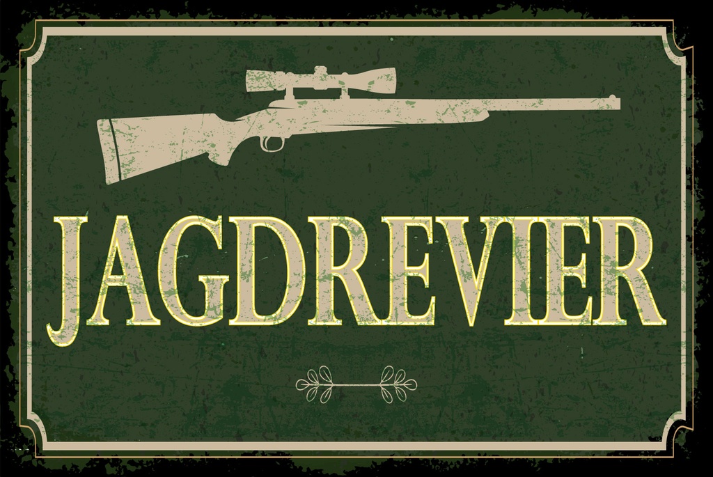 [LA-1809306] Blechschild 20x30 cm Jagdrevier Jagdgewehr