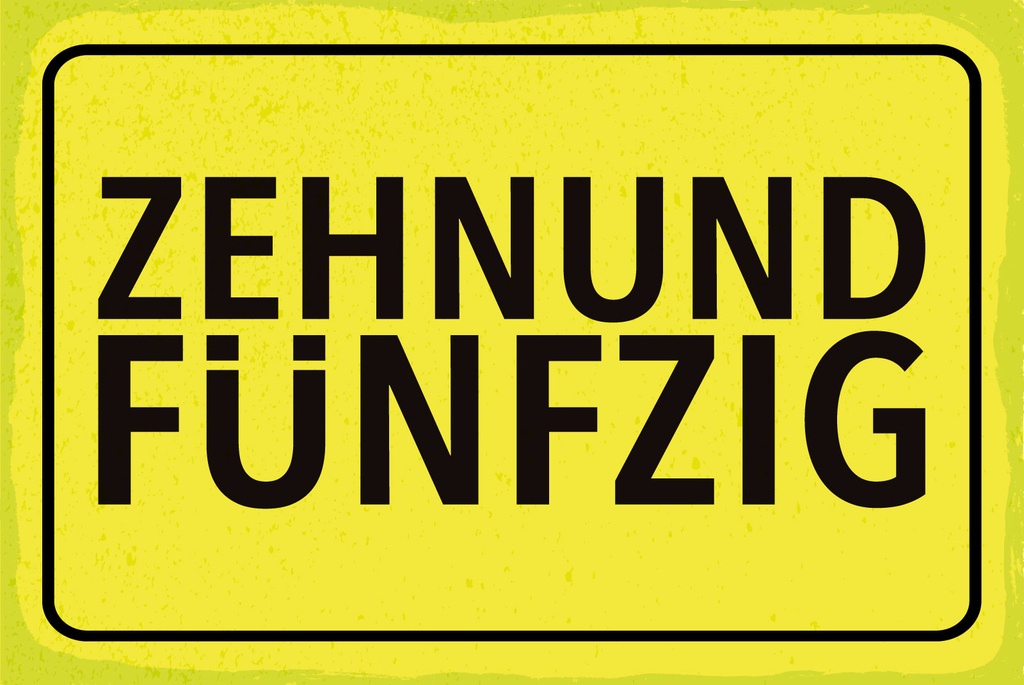 [LA-1809322] Blechschild 20x30 cm Zehnundfünfzig gelbes Orts
