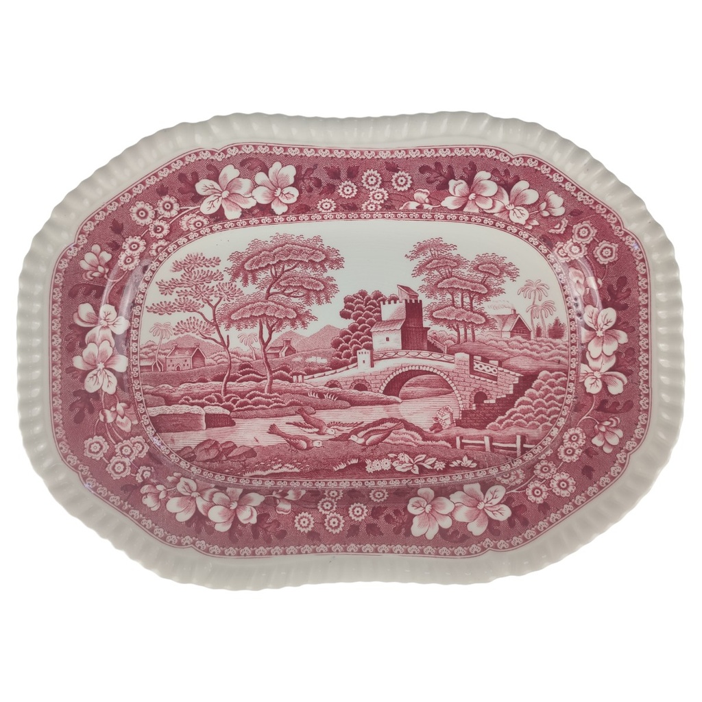[1806071-1] Servierplatte klein Spode Copeland Pink Tower Rot