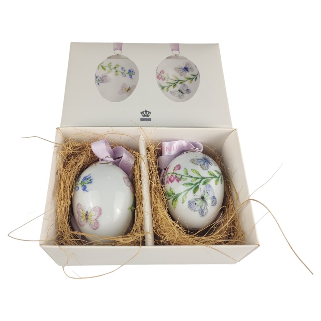 [1819020] 2er Set Osterei Royal Copenhagen Schmetterlinge Blumen Ei gebraucht - sehr gut