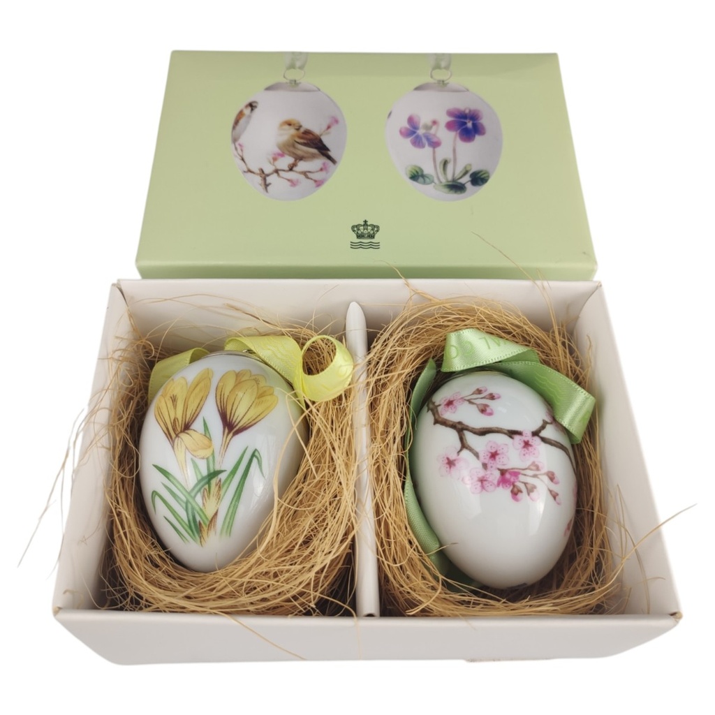 [1819021] 2er Set Osterei Royal Copenhagen Blumendekor Ei gebraucht - sehr gut