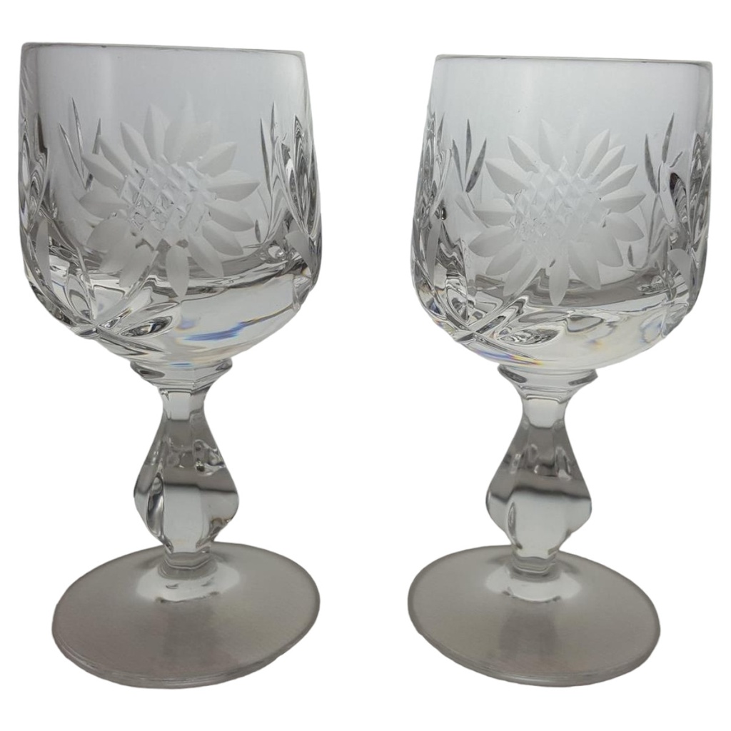 [45811397] 2er Set Kristall Schnapsglas Schnapsgläser Blumenmuster H 10,5 cm