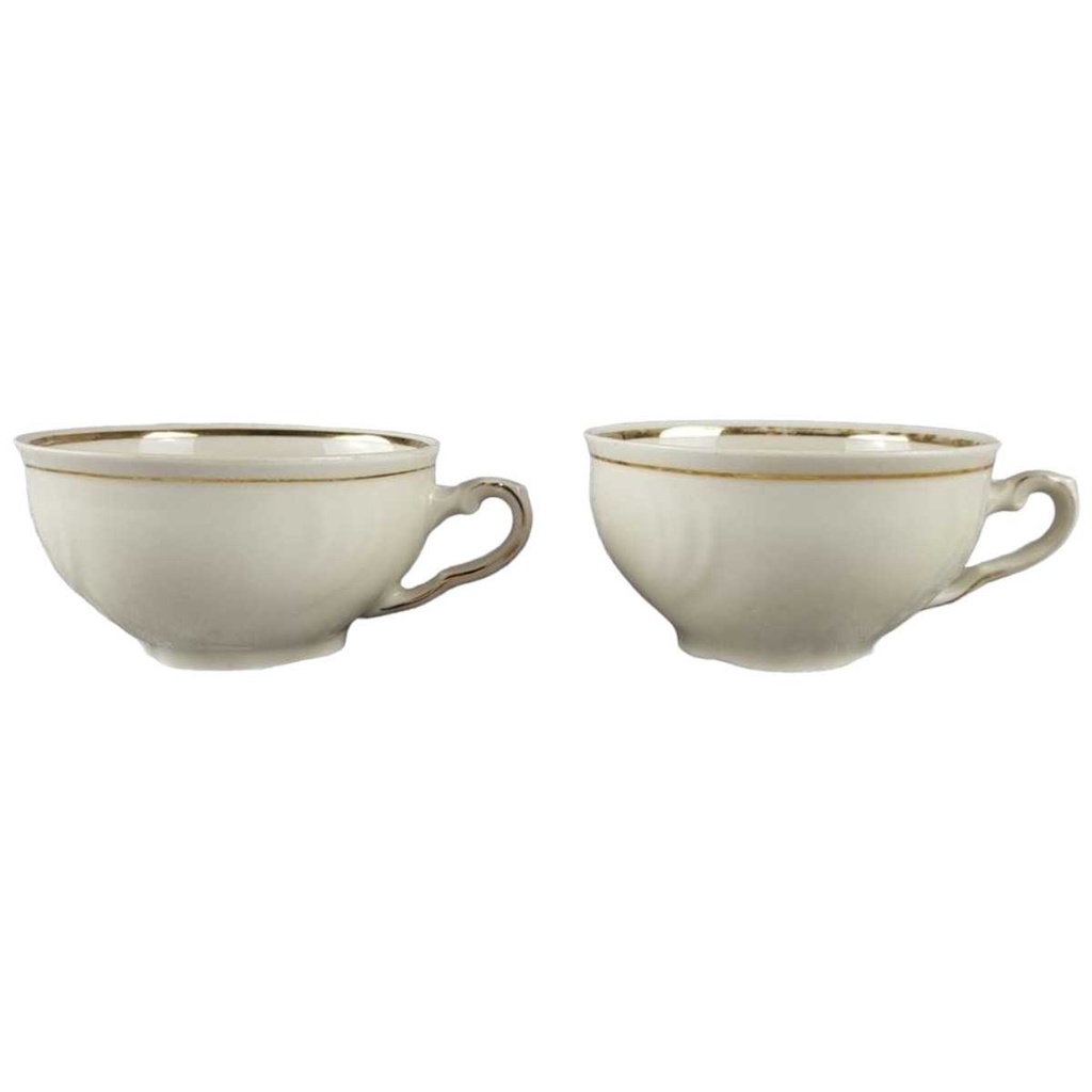 [458117915] 2er Set Teetasse Tasse Golddekor Winterling Elfenbein gebraucht - akzeptabel