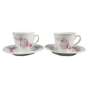 2er Set Atelier Porzellan rosa Blumen Kaffeetasse mit Untertasse
