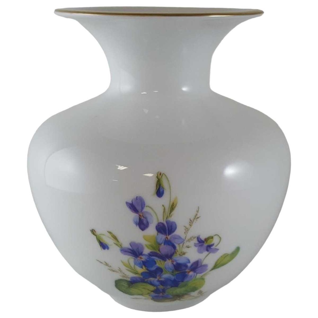[45812313] Blumenvase Goldrand 14 cm Weimar Porzellan Blumendekor Blumen gebraucht - neuwertig