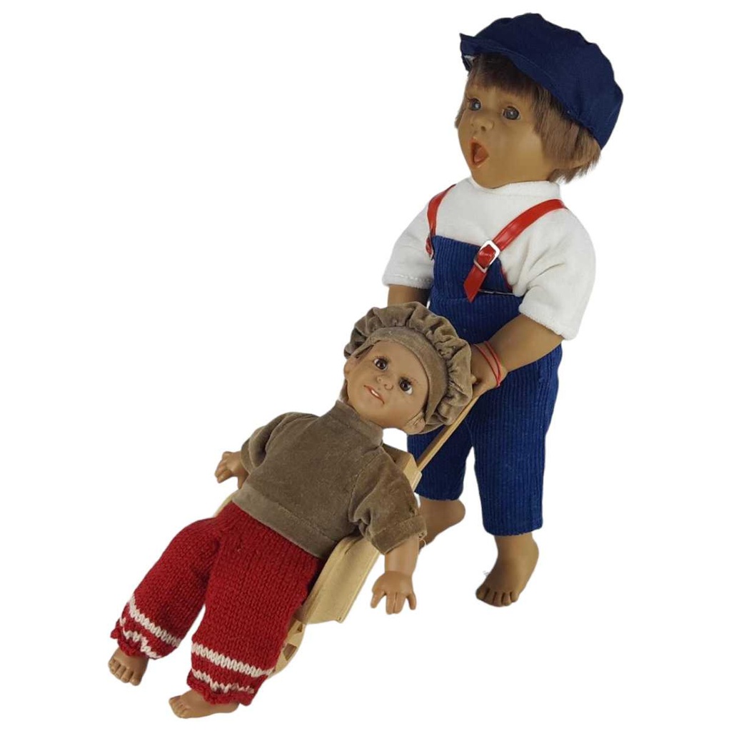 [458133054] 2er Set Charakterpuppen Sammlerpuppen Puppen inkl. Puppenständer mit Schubkarre 4tlg.
