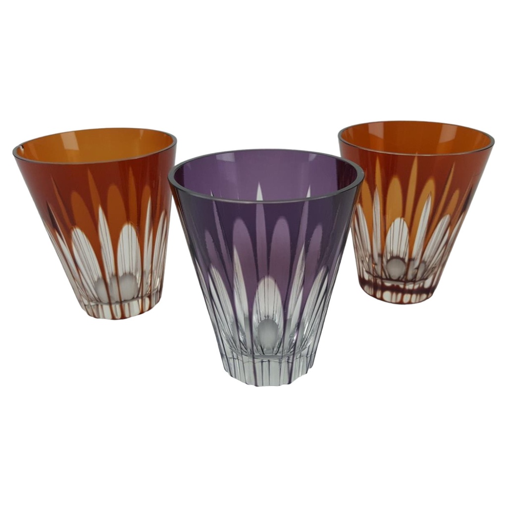 [458133338] 3er Set Trinkgläser Römergläser 2 Farben H 8,5 D 7,2 cm