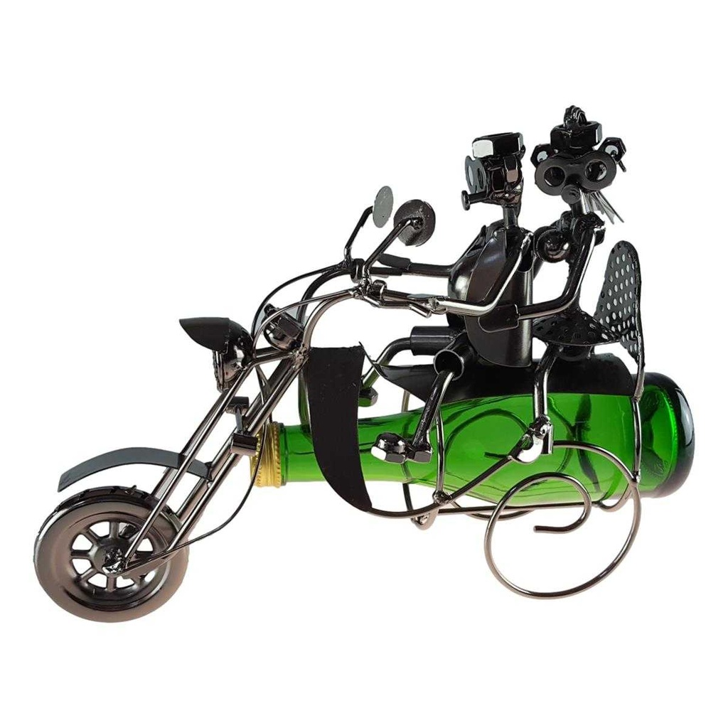 [458139726] Flaschenhalter für Bierflasche Paar auf Motorrad aus Metall (B/H/T) 26x20x10cm