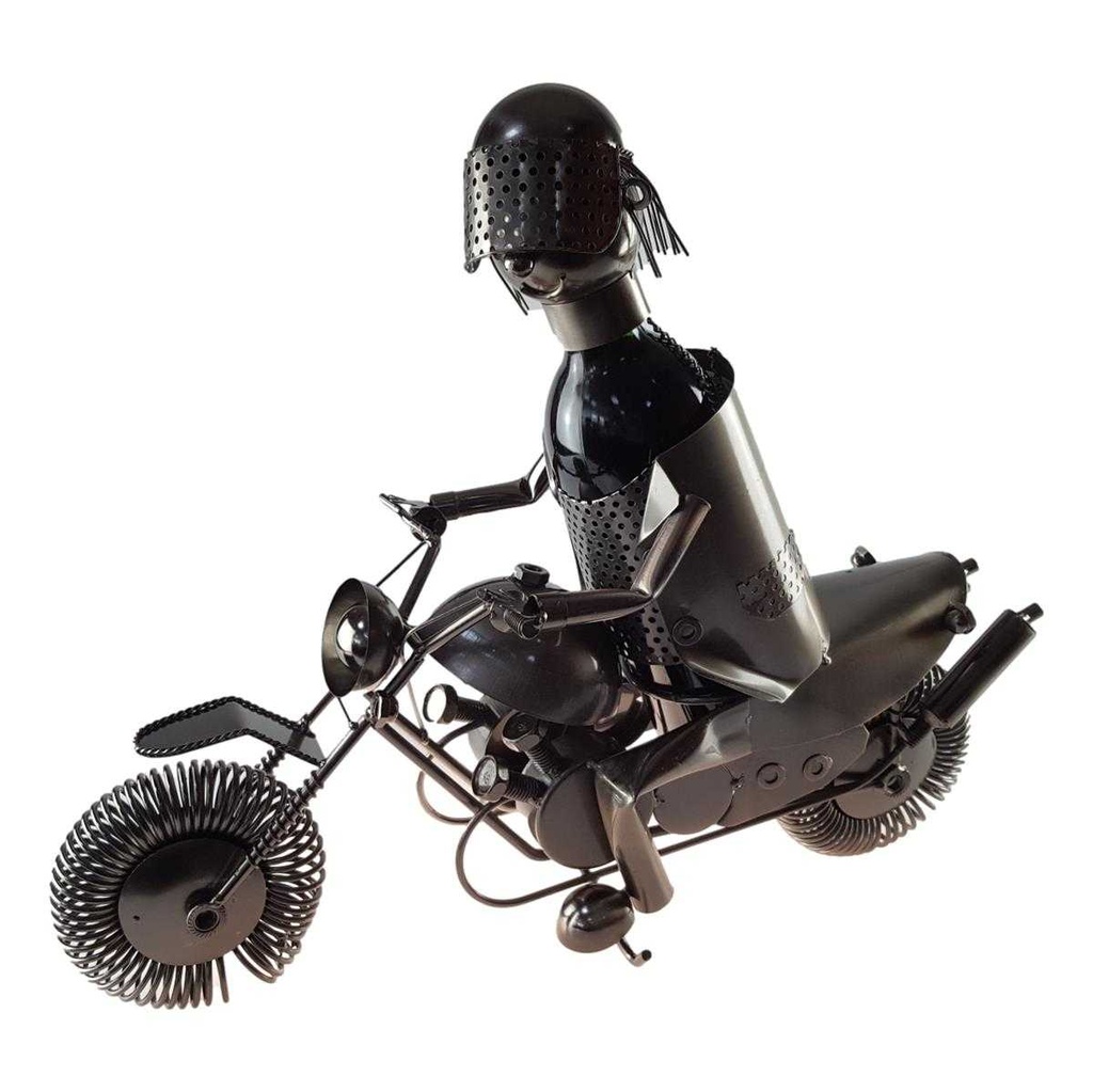[458139728] Flaschenhalter für Weinflasche Metall Motorradfahrer