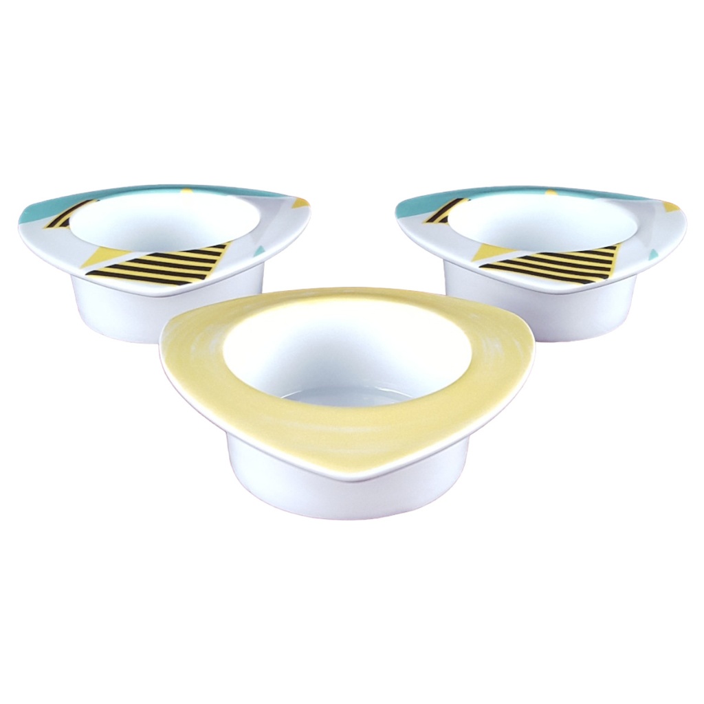 [458140744] 3er Set Porzellan Teelichthalter Tischlicht dreieckige Form edition 1 by SKV