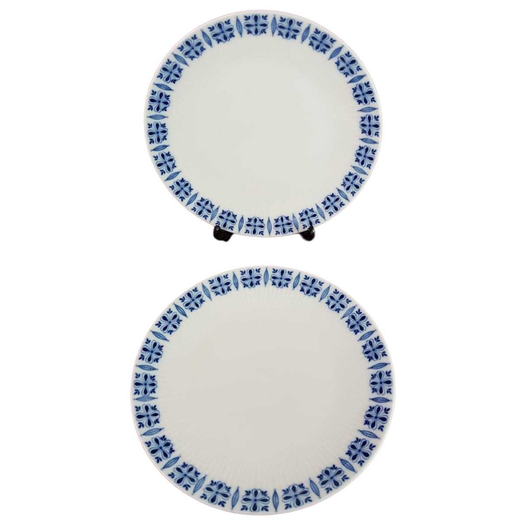 [45816279] 2er Set Kuchenteller Dessertteller Frühstücksteller 100 Jahre 20,3 cm Bareuther Waldsassen blau Band gebraucht - akzeptabel