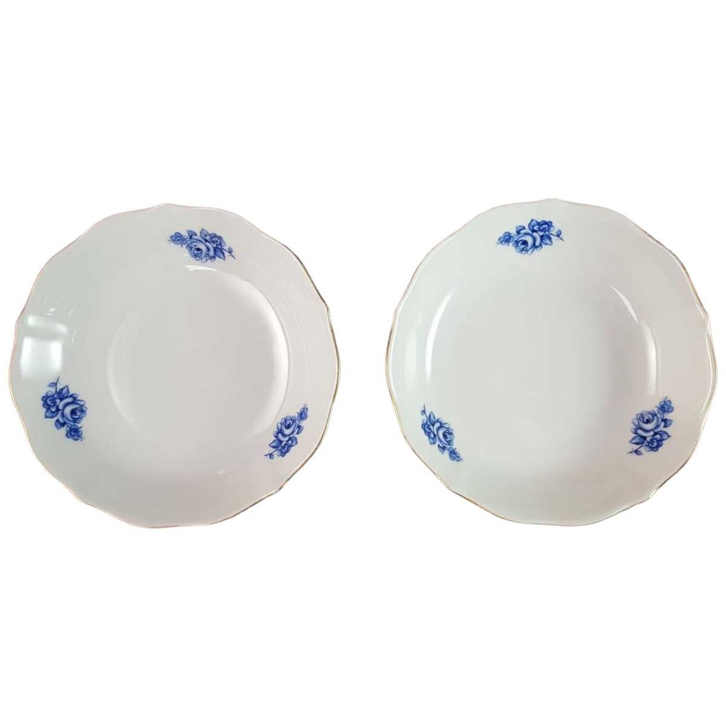 [45816289] 2er Set Untertasse Schale Goldrand 14 cm Schaller blaue Blumendekor mit Blumen Blau gebraucht - akzeptabel