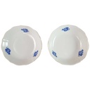 2er Set Untertasse Schale Goldrand 14 cm Schaller blaue Blumendekor mit Blumen Blau gebraucht - akzeptabel