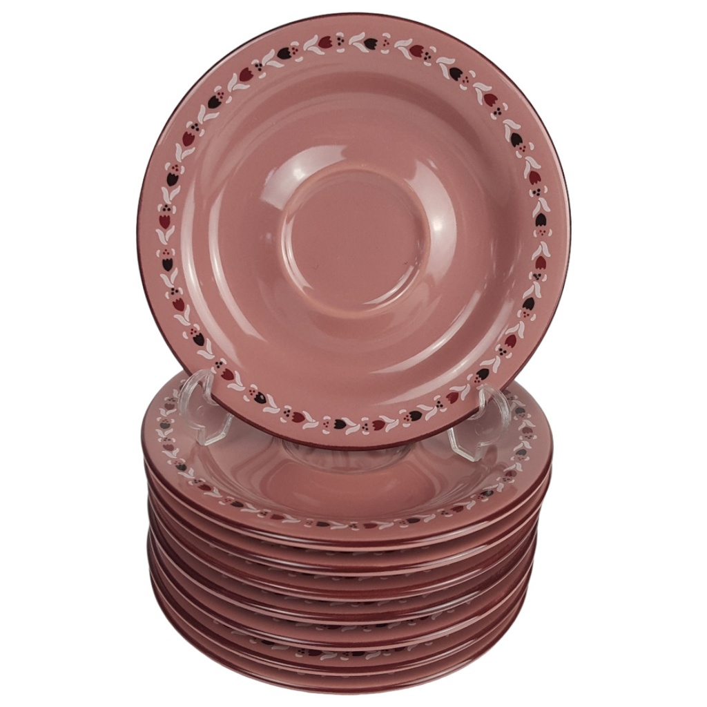 [458164167] 8er Set Keramik Blumendekor altrose Untertassen D 15,2 cm